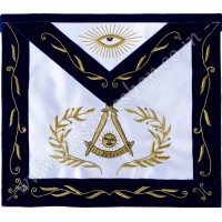 Past Master Apron with Vine Work and Wreath Blue