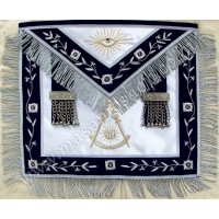 Past Master Apron with Vine Work and Fringe Blue