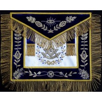 Past Master Apron with Wreath, Vine Work and Fringe Blue