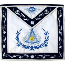 Past Master Apron with Wreath and Vine Work Blue