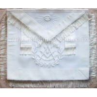 Past Master Apron with Wreath and Fringe All White