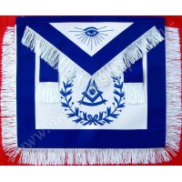 Past Master Apron with Wreath and Fringe Blue