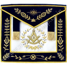Past Master Apron with Wreath and Vine Work Blue
