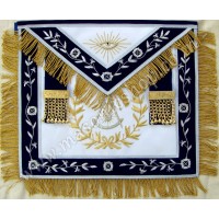 Past Master Apron with Wreath, Vine Work and Fringe Blue