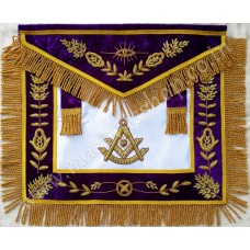 Past Master Apron with Vine Work and Fringe Purple