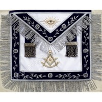 Past Master Apron with Vine Work and Fringe Blue