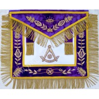 Past Master Apron with Vine Work and Fringe Purple
