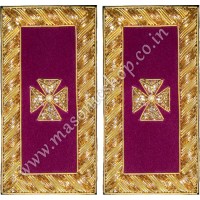 Masonic Knight Templar Shoulder Boards Pair Hand Embroidered - PAST GRAND COMMANDER